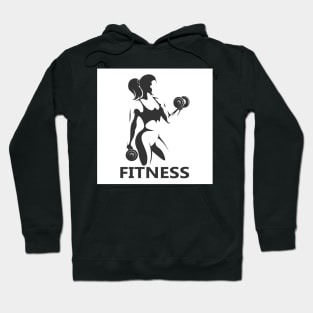 Fitness Monochrome logo. Girl with Dumbbells Hoodie